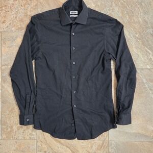 Unlisted Kenneth Cole‎ Black Dress Shirt Slim Fit Button Down Small